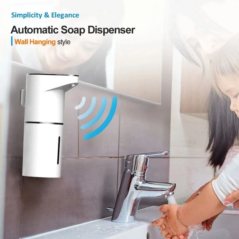 New Bathroom Automatic Sensing Soap Dispenser Type C Multiple Levels Contactless Electric Frother Charging Wall Mounted Vertical - Image 6