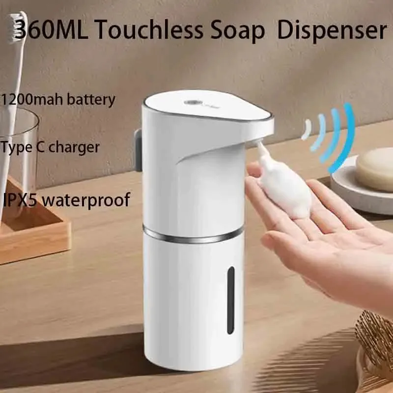New Bathroom Automatic Sensing Soap Dispenser Type C Multiple Levels Contactless Electric Frother Charging Wall Mounted Vertical - Image 3
