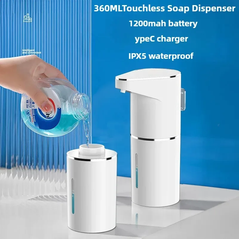 New Bathroom Automatic Sensing Soap Dispenser Type C Multiple Levels Contactless Electric Frother Charging Wall Mounted Vertical - Image 2